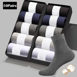 Socks Hosiery 10 Pairs/Pack Men's Socks Cotton Business Middle Tube Socks Deodorant Breathable Solid Colour Sokken Comfort Sports Versatile Sox 231215