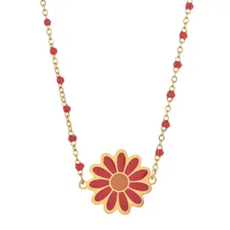 Pendant Necklaces Blossom Cherry 18k Gold Plated Chain Daisy Flower Collier Collar Necklace For Women Wedding Gift Diy Europe Jewellery