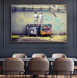 Abstract Street Graffiti Wall Art Canvas Painting Poster and Print quotLife Is Short Chill The Duck Outquot Pictures Home Deco3996269