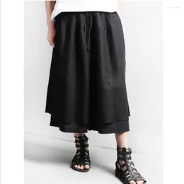 Men's Shorts Summer Slouchy Wide-leg Pants Pantaloon Culottes For Men Casual Faux Two-piece Plus Size Hip Hop Runway Trend