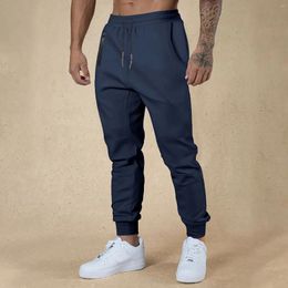 Men's Pants Solid Colour Clothing Side Pockets Lace Up Waistband Casual Drawstring For Daily Pantalones Hombre