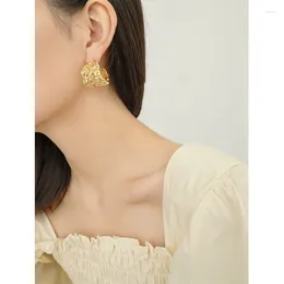 Dangle Earrings Wrinkle Statement Drop Women Jewellery Brass With 18K Gold Punk Party Gown Runway Rare Boucle Korean Japan INS Fashion