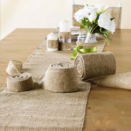 Table Runner 10M 30CM Vintage Hessian Jute Burlap Roll For Wedding Party Banquet Home Decoration