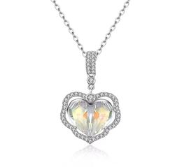 Crystals Sterling Silver Pendant Necklaces Pave Double Layer With Gift Box4824243