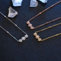 Chains Fashionable Classic Round Necklace Three-color Pendant Birthday Gift For Girls