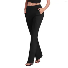 Women's Pants Women High Waist Stretch Work Business Yoga Casual Soft Lounge With Pocket Pull On Dress Straight Leg Solid Spring Autumn