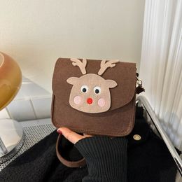 Christmas children handbags girls reindeer applique single shoulder bags kids cartoon felt crossbody bag Xmas party purse Z6039