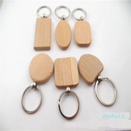 6 designs Blank Wooden Key Chain Rectangle Heart Round DIY Carving Keyring Wood Keychain Tags Gifts