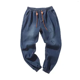 Men's Pants Fashion Oversized Drawstring Elastic Waist Denim Loose Large Size Versatile Jeans Leggings Casual Trousers