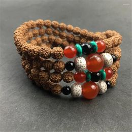 Strand 8mm Natural 5 Petals Rudraksha 108 Beads Bracelet Fashion Men Or Women Buddhist Prayer Rosary Mala Meditation Necklace Dropship