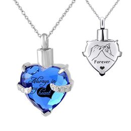 Memorial Jewellery Urn Necklace Heart Crystal Pendant Cremation Jewellery for Ashes Engraved Keepsake Memorial Birthstone Pendant Jewe240K