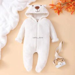 Rompers New Cute BABY Newborn Baby Boy Girl Clothes Long Sleeve Hoddies Bear Zipper Baby Romper Clothes Autumn Winter Wear 0-18ML231114