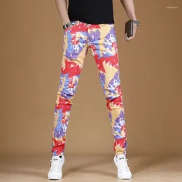 Men's Jeans Summer Fashion Luxury Stretch Pants Harajuku Casual Denim Designer Colorful Printed Skinny For Men