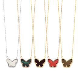 Top Quality Women Luxury Designer Necklace Titanium Steel Butterfly Pendant Necklaces184m