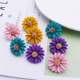 Korean Style Cute Metal Flower Stud Earrings For Women Girl Fashion Big Sweet Earring Femme Brinco Summer Jewelry Gifts295k