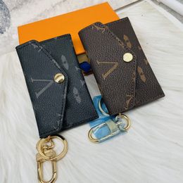 Unisex Designer Card Holder Luxury Men Women Mini Wallets Key Pouch Fashion leather Purse keyrings money clip Coin Credit Card Holder 2 Colours J12050