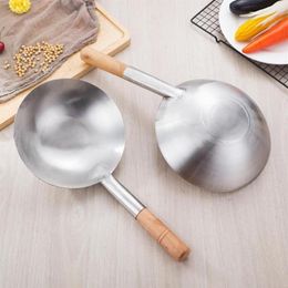 High-Quality Wooden Stainless Steel Handle No Coating Non-stick Spoon Wok Kitchen Gadgets Accessories Tools Spoons2491