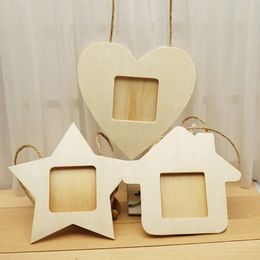 Picture Frames 10PCS Christmas DIY Wooden Po Frame Hanging Paper Picture Holder Wall Decoration Five-pointed Star Party Po Booth Props 231215