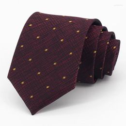 Bow Ties High Quality 8CM Wide Business Tie For Men Deep Red Fashion Formal Gentleman Necktie Party Wedding Work With Gift Box JML2764