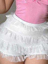 Women's Shorts Women S Lace Layered Ruffle Y2K Kawaii Elastic Waist Lolita Cute Mini Pumpkin Pants Streetwear