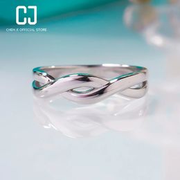 Wedding Rings 925 Sterling Silver Twist Ring Fashion Plain Circle Cool Personality Ring Birthday Valentine's Day Gift Fashion Jewellery 231214