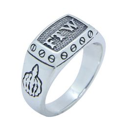 Newest 925 Sterling Silver FTW Cool Ring S925 Selling Lady Girls Biker Fashion Middle Finger Ring223C