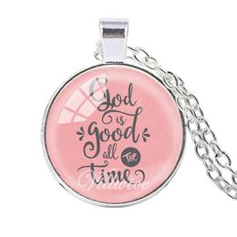 VILLWICE Bible Verse Necklace God Is Good All The Time Glass Dome Necklaces For Women Quote Christian Harajuku Jewellery Gifts319k