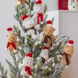 Christmas cute little scarf brown bear pendant men women lovely beautiful floral Christmas tree accessories pendant
