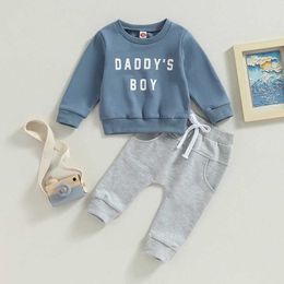 Clothing Sets Long Sleeve Casual Kids Baby Boy Clothes Set Fall Outfits Long Sleeve Letter Print Sweatshirt Top Pants 2PCS Set Infant Costumes
