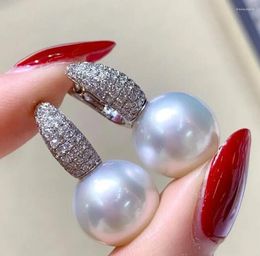 Stud Earrings 7-8MM 8-9mm 9-10mm 10-11mm Round Natural Akoya White Pearl Earring 925S...