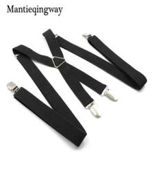 Black Suspenders for Mens 4 clips Strap Solid Color Adjustable Slim Braces Women Belt Strap5817904