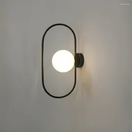 Wall Lamps Postmodern LED Glass TV Background Lamp Study Bedroom Bedside Corridor Balcony Light Indoor Fixtures