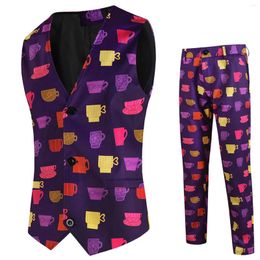 Men's Suits Suit Set Cup Graphic Blazers Boyfriend Valentine's-Day Suit-pant Festive 2-Pieces Vest Slim Terno Masculino