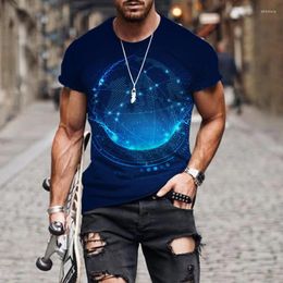 Men's T Shirts 2023 AI Technology Illustration Creative T-shirt Short Sleeve 3D Top Oversized Breathable Punk Casual