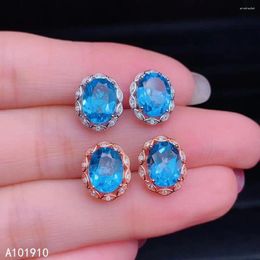 Stud Earrings KJJEAXCMY Boutique Jewellery 925 Sterling Silver Inlaid Natural Blue Topaz Ladies Support Detection