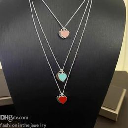 Luxury Necklace Designer Pendant Fashion Jewelry Blue Red Pink silver Heart Key Pendants women whole china necklaces for bouti253S