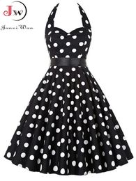 Urban Sexy Dresses Polka Dot Dress Women Vintage Swing Halter Belt 50s 60s Rockabilly Prom Party Dresses Retro Feminino Vestidos 231214