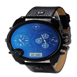 Fashion Brand watches Men Big Case Mutiple Dials Date Display Leather Strap Quartz Wrist Watch 7127330B