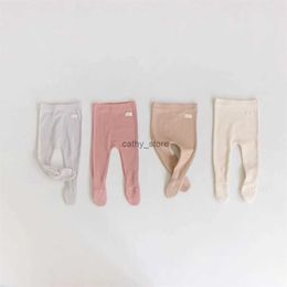 Overalls Spring Autumn Toddler Solid Bind Foot Pantyhose Boy Infant Simple Patch Leggings Girl Baby Cotton Homewear Pants Kid TrousersL231114