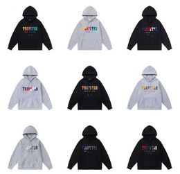 Designer Fashion Clothing Mens Tracksuits Hoodies Trapstar Rainbow Scarf Embroidery Plush Hoodie Closure Zipper Pants Casual Suit Rock Hip6689