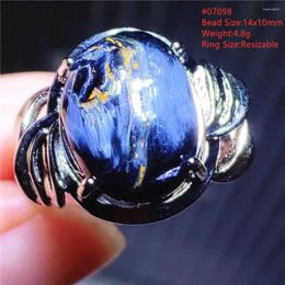 Cluster Rings Natural Blue Pietersite Adjustable Ring Women Men Chatoyant Beads Namibia Fashion Jewellery Peter Site Stone