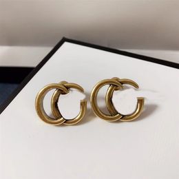 Sophisticated Double Letter Classic Stud Earrings aretes Ladies Luxury Designer Fashion Simple Jewelry306g