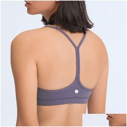 Yoga Outfit L-005 Flow Y-Shaped Back Bra With Chest Pad Soft Sports Bras Solid Color Racerback Y Underwear Drop Delivery Outdoors Fitn Dhsmn