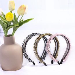 Diamond-studded Lace Chain Headband Fashion Full-drilled Striped Personality Raw Edge Fabric Hairpin For Woman