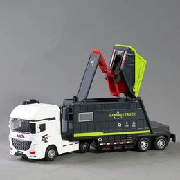 Diecast Model car 1 30 City Garbage Truck Car Model Diecast Garbage Sorting Sanitation Road Sweeper Vehicle Car Model Simulation Collection Toys 231214