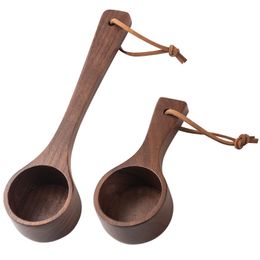 Wooden Coffee Scoop With Lanyard Measuring Spoon Black Walnut Wood Kitchen Scoop Measuring Spoon For Sugar Powder LX6289