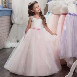 Girl Dresses Lace Flower Tulle Appliques Celebrity Dress A Line For Wedding Party First Communion Gown