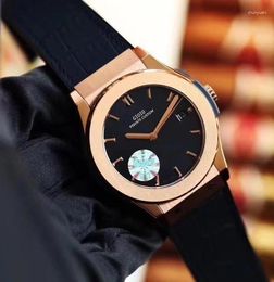 Wristwatches 42mm High Quality Mens Automatic Mechanical Watch Blue Black Leather Silver Rose Gold Stainless Steel Luminous