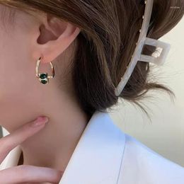 Hoop Earrings Glod Colour Geometric Design Ear Buckle Green Zircon Women Valentine's Day Party Jewellery Aretes De Mujer