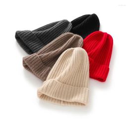 Berets Pure Cashmere Hat Knitted Baotou Warm Leisure Spring And Autumn Shopping High Grade Laminated Ear Protection